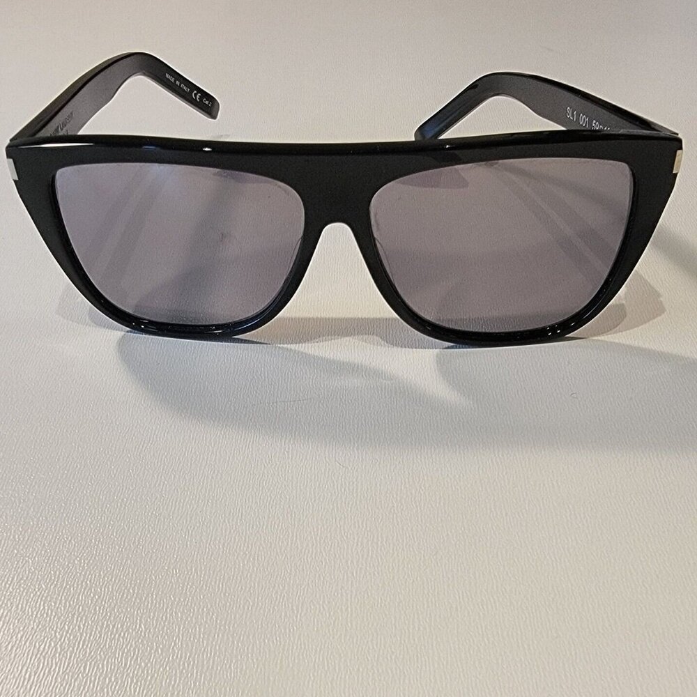 Saint Laurent New Wave SL1 Thick Framed, Flat Topped Sunglasses, No Case